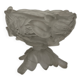 Coupe vintage en verre moulé dépoli à décor de fruits et feuillages