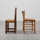 19th Century Spanish Hand-Carved oak Side Chair with Velour Seat