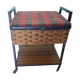 Vintage worker on wheels, rattan, fabric, skaÏ, metal with formica shelf