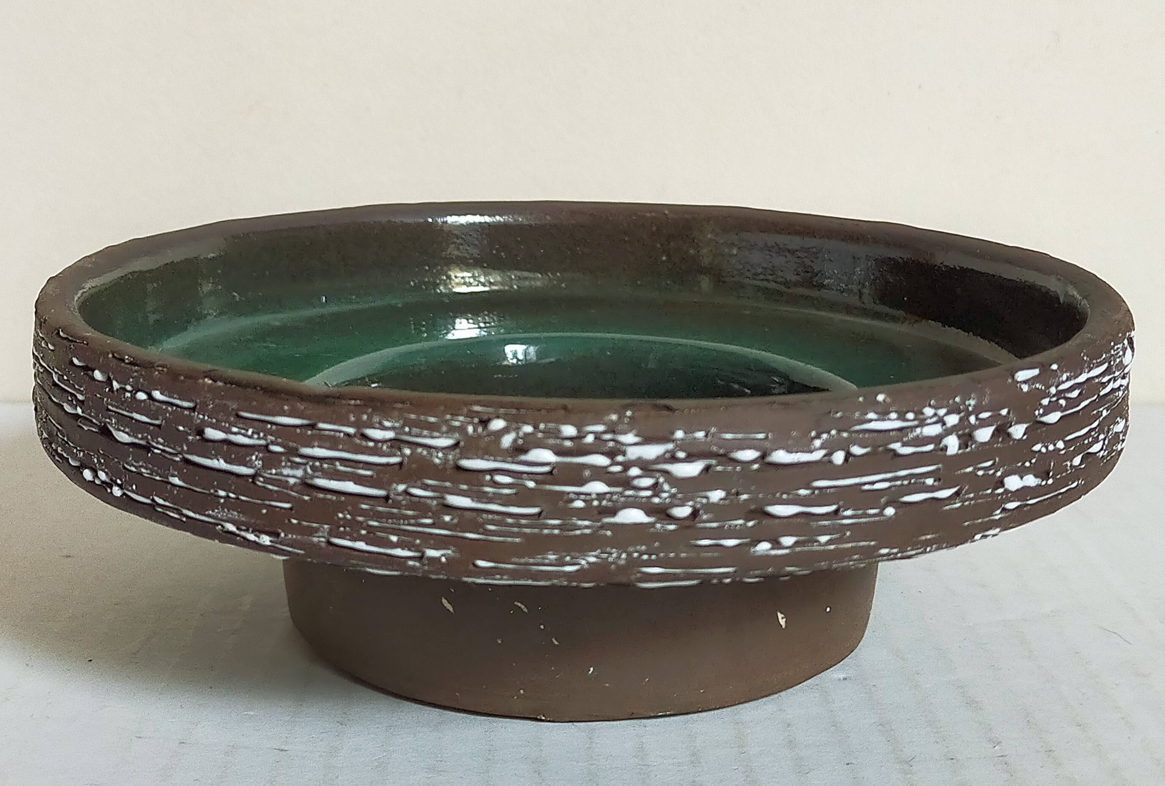 Vase-coupe à Ikebana en céramique années 50