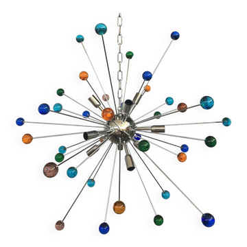 Lustre spoutnik en verre de murano multicolore « star »