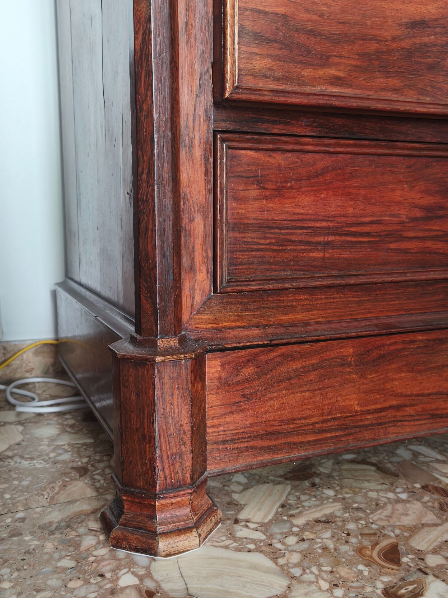 Antique Louis-Philippe style commode with Carrara marble top.