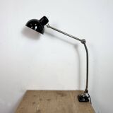 Lampe de bureau, d'atelier industriel en tôle émaillée noire, années 1950