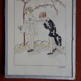 Illustration from the 1930s representing 2 characters signed Dudret
