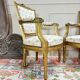 Pair of louis xvi style gilded wood armchairs, 19th century