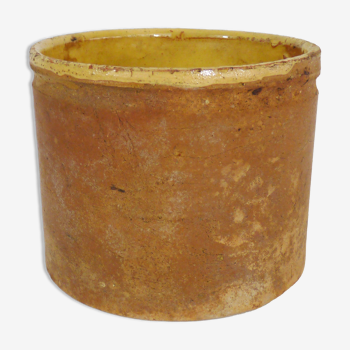 Pot à graisse en terre cuite jaune vernissé, sud ouest de la France. XIXème