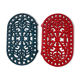 Duo of oval red and green cast iron trivets 60s 70s