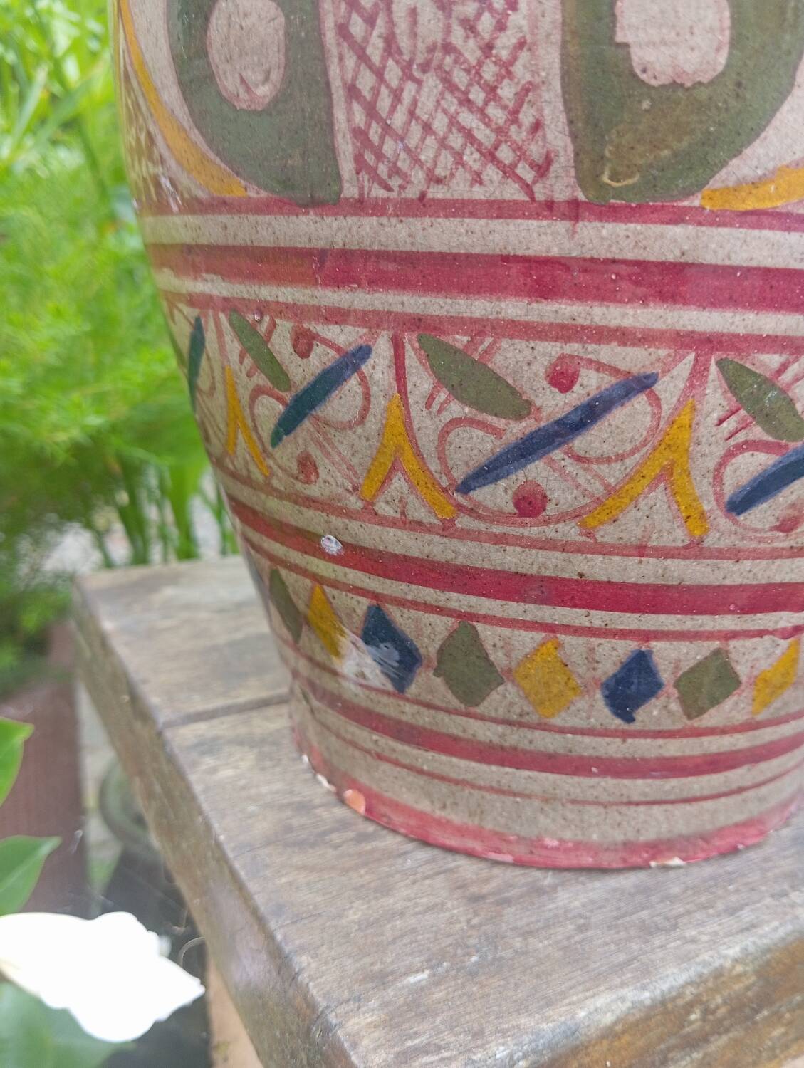 Berber terracotta vase, Moroccan craftsmanship, vintage 1980