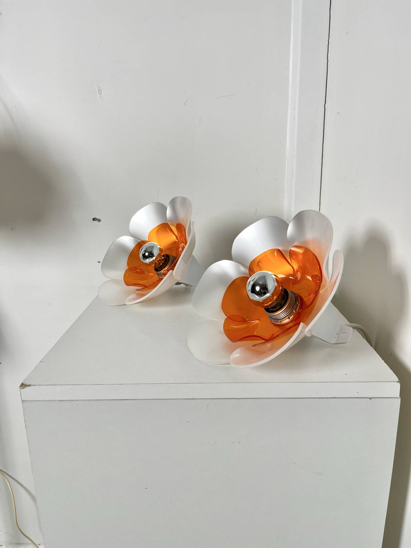 Pair of Flowers wall lights 1970