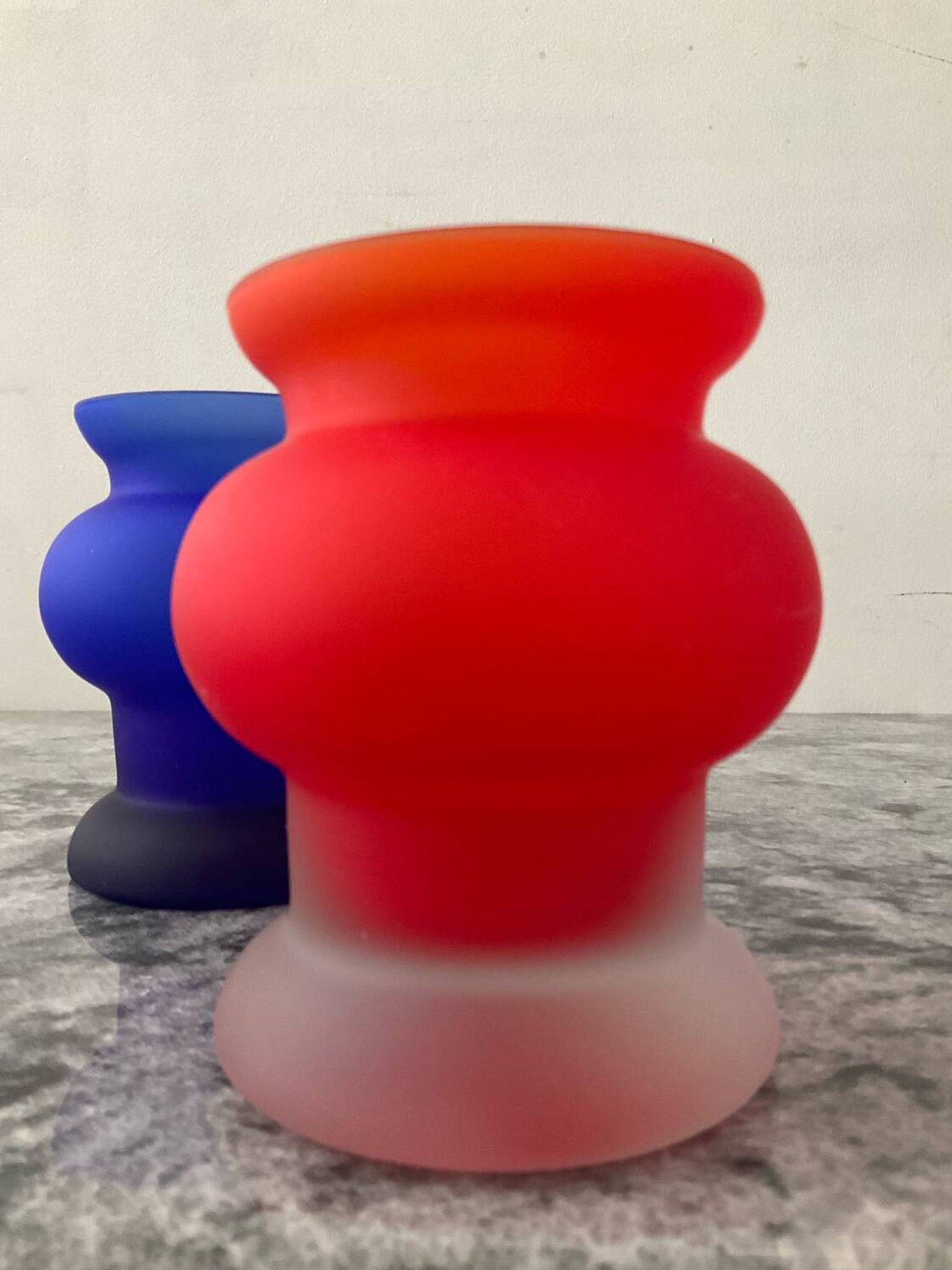 Pair of vintage frosted glass vases