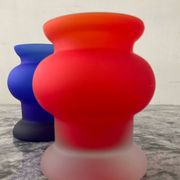 Pair of vintage frosted glass vases