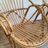 Duo of rattan shell armchairs 1970