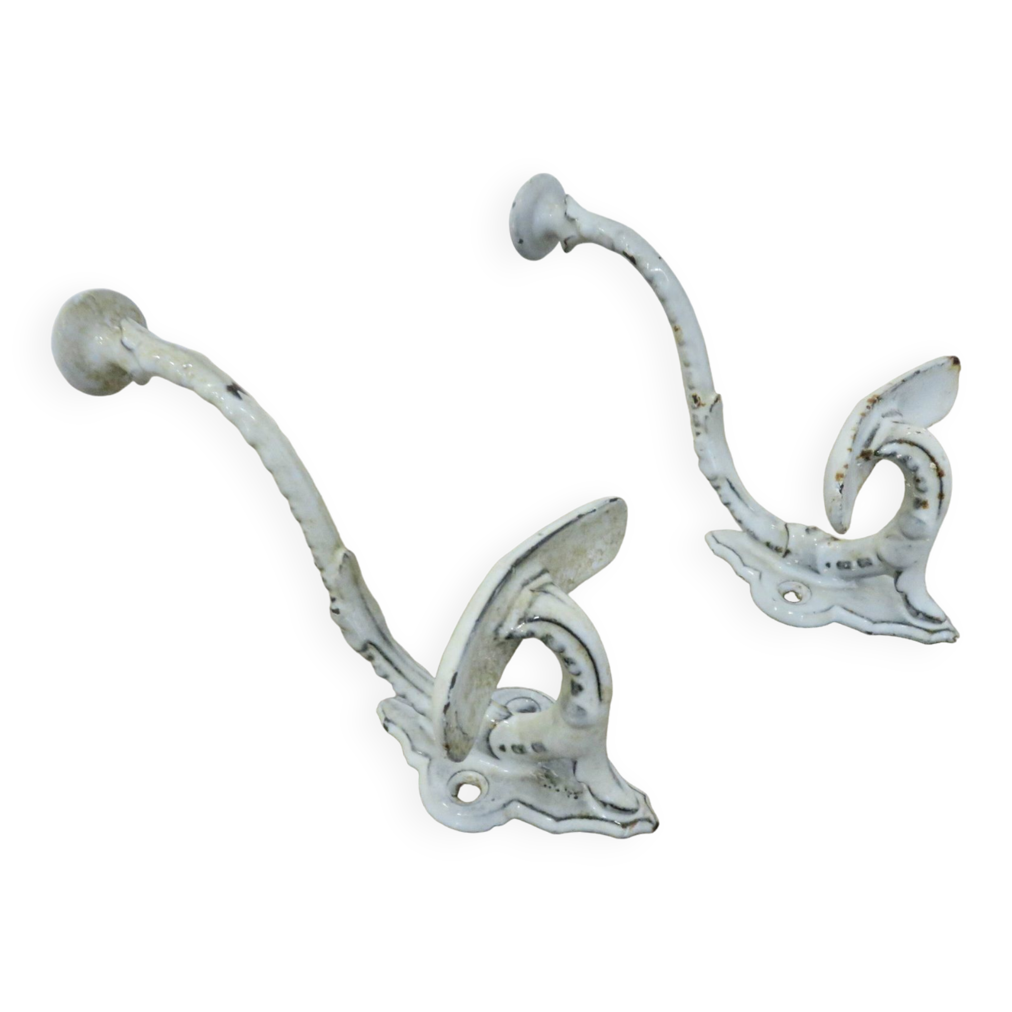 Paire de patères en fonte émaillée, 19ème