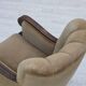 1960s, Danish armchair, original green furniture velour, carved oak wood.