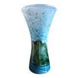 GOZO Malte - Vase vintage modèle "Algues" - verre bleu & vert