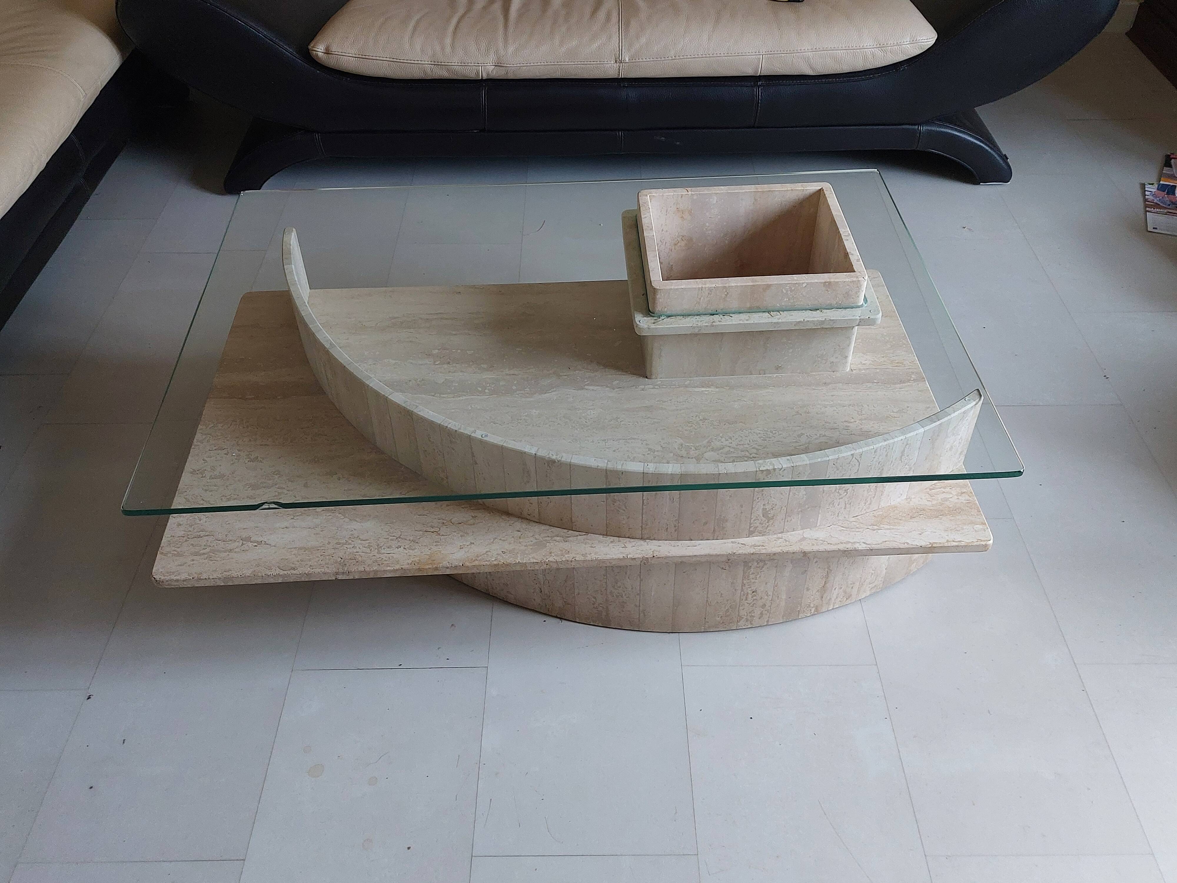 Travertine coffee table