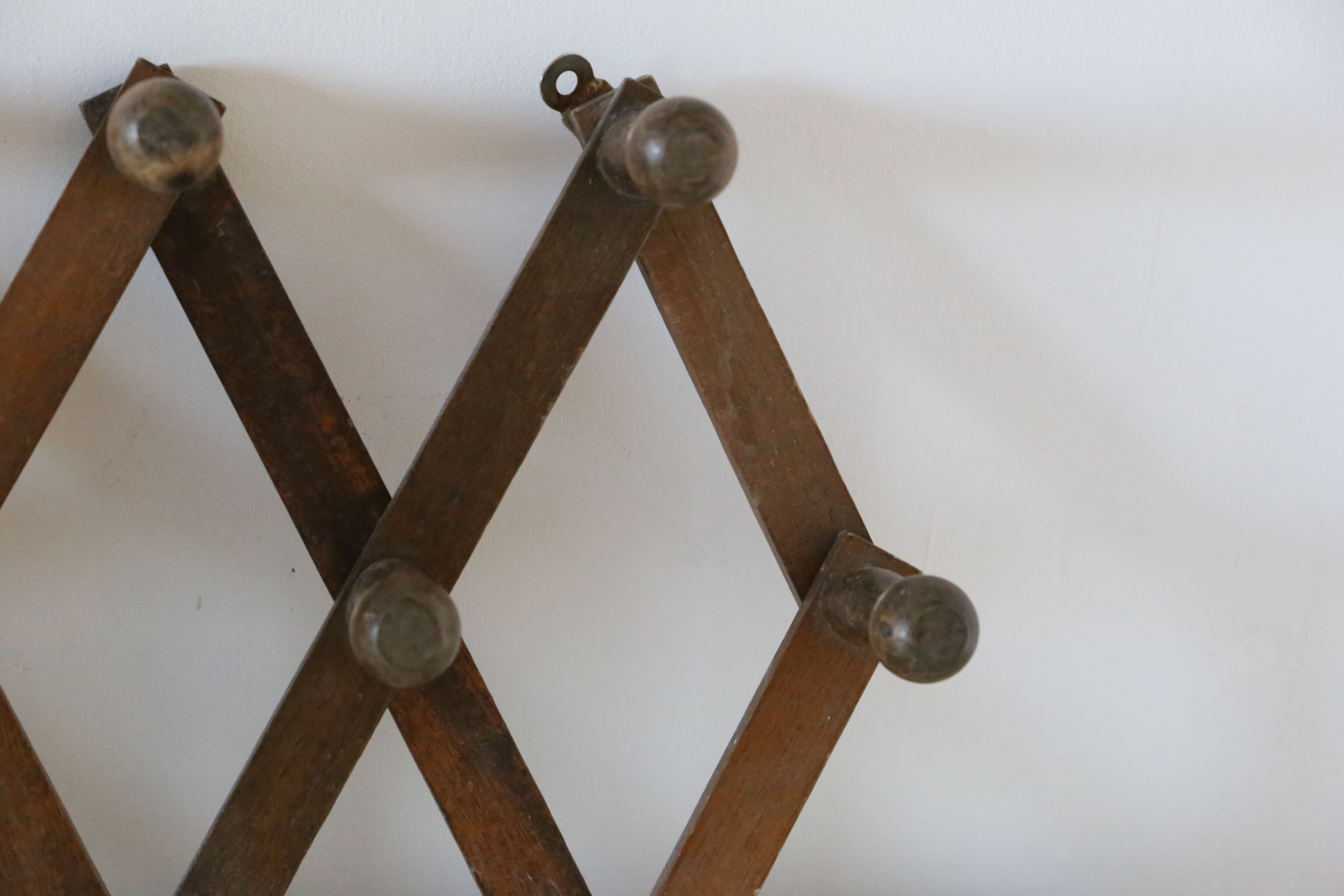 Vintage coat rack, wood, accordion