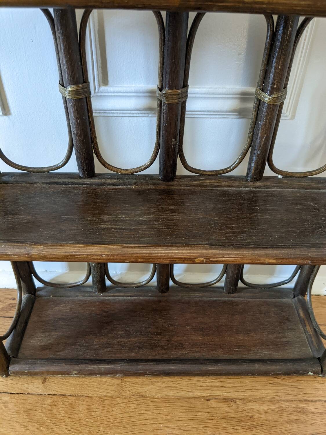 Pair of rattan shelves