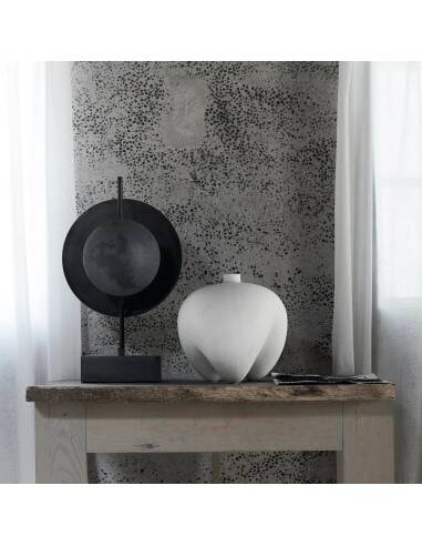 Oxidized metal table lamp, contemporary work.