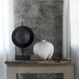 Oxidized metal table lamp, contemporary work.