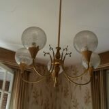 Brass and glass chandelier year 70
