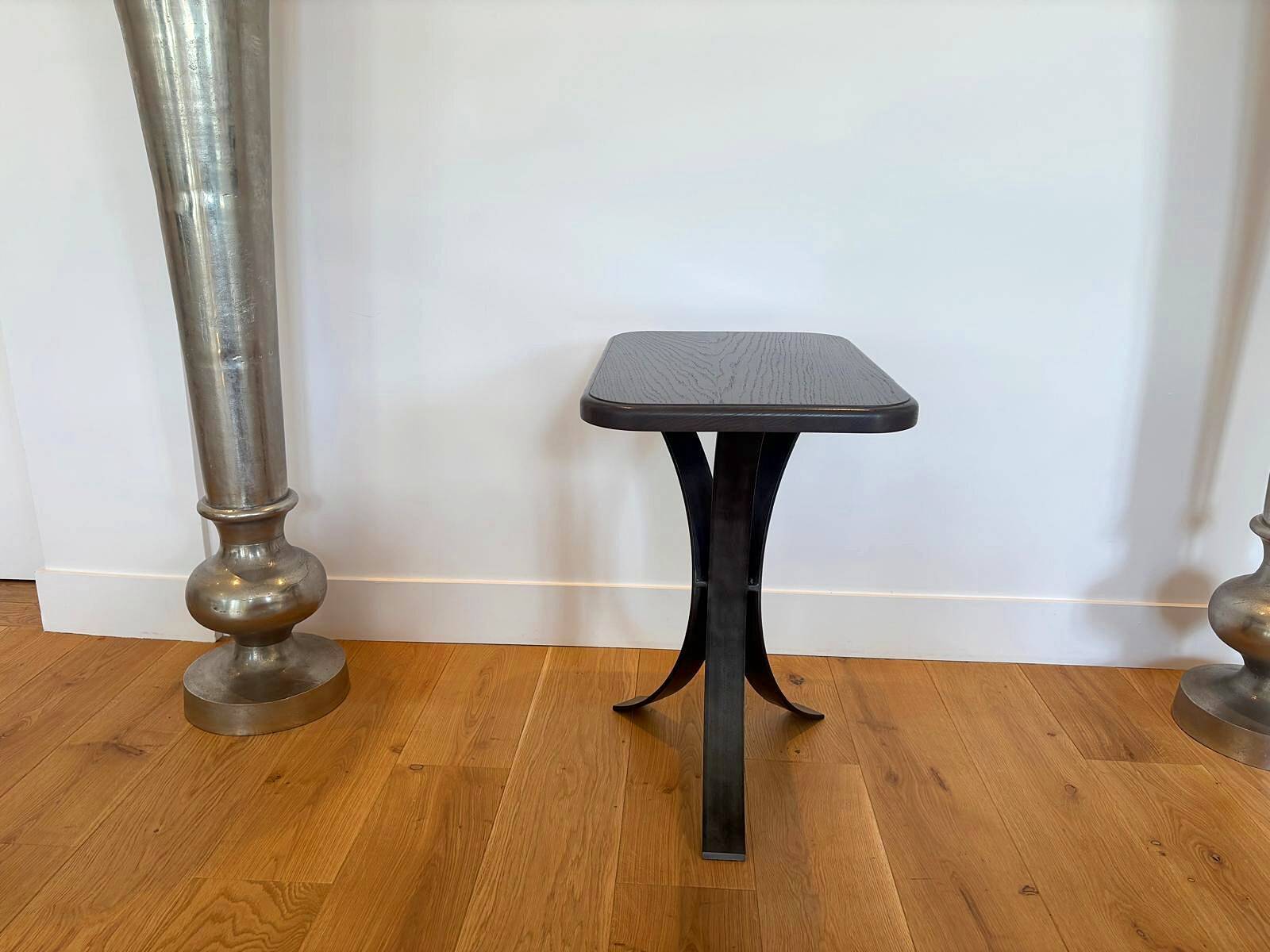 Pair of BS Style side tables in black oak and iron.