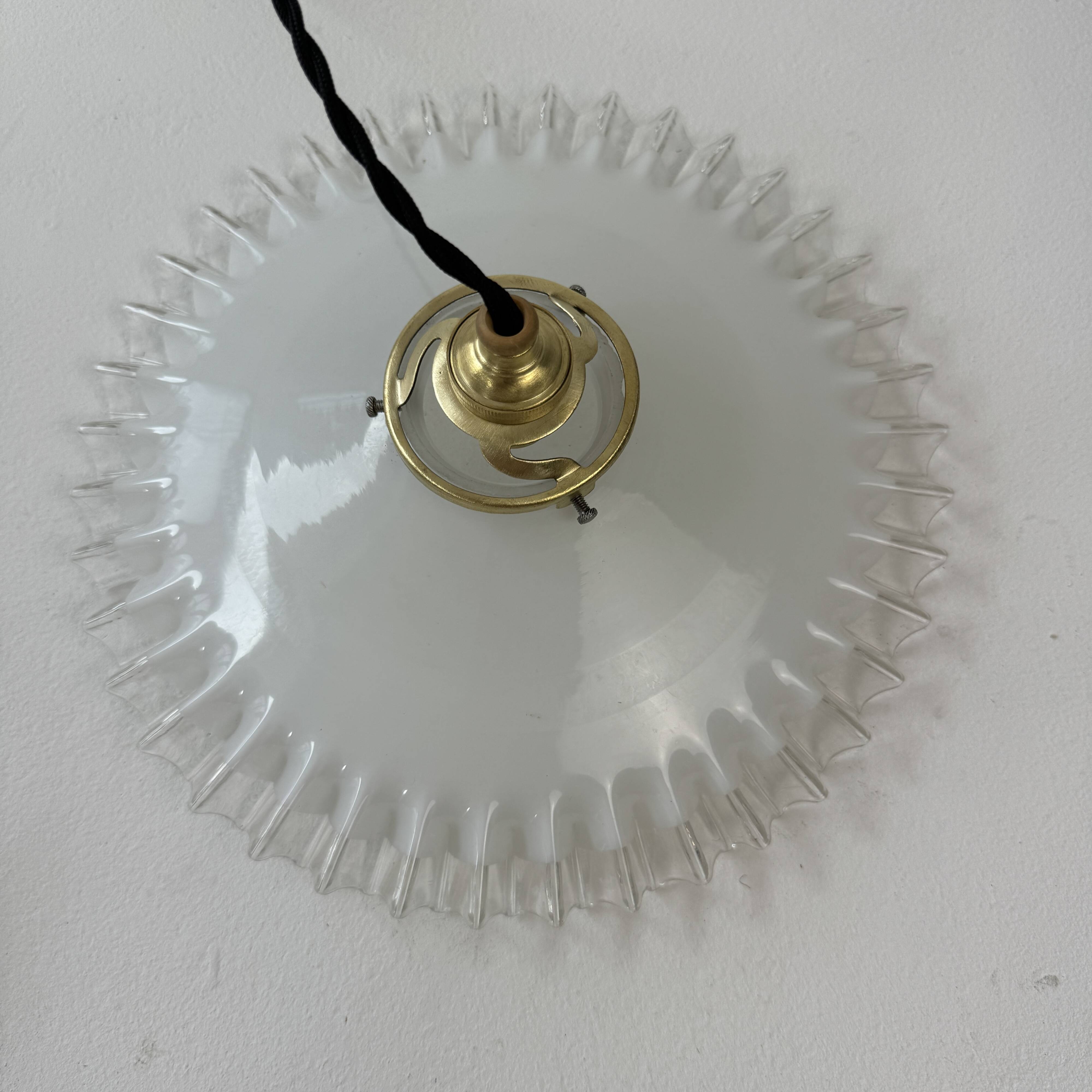 Vintage opaline lace pendant light, 25.5 cm