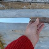 Horn and stainless steel lamb service meat knife