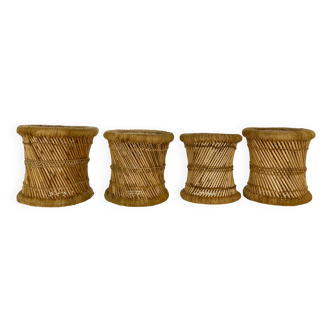 4 rope and rattan stools