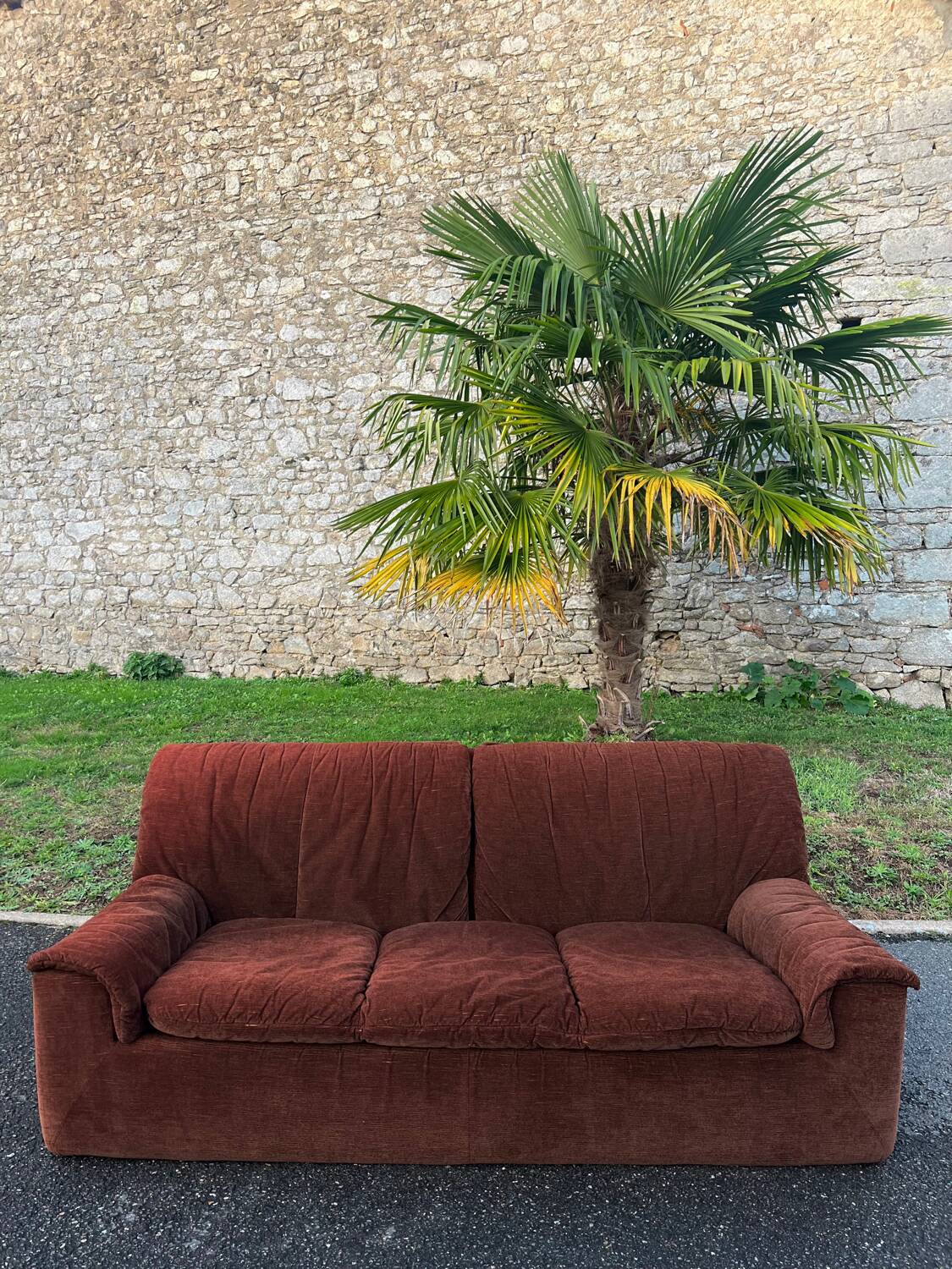 Cinna sofa kirk model brown velvet 1970 vintage