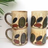 Lot de 4 mugs vintages en céramique