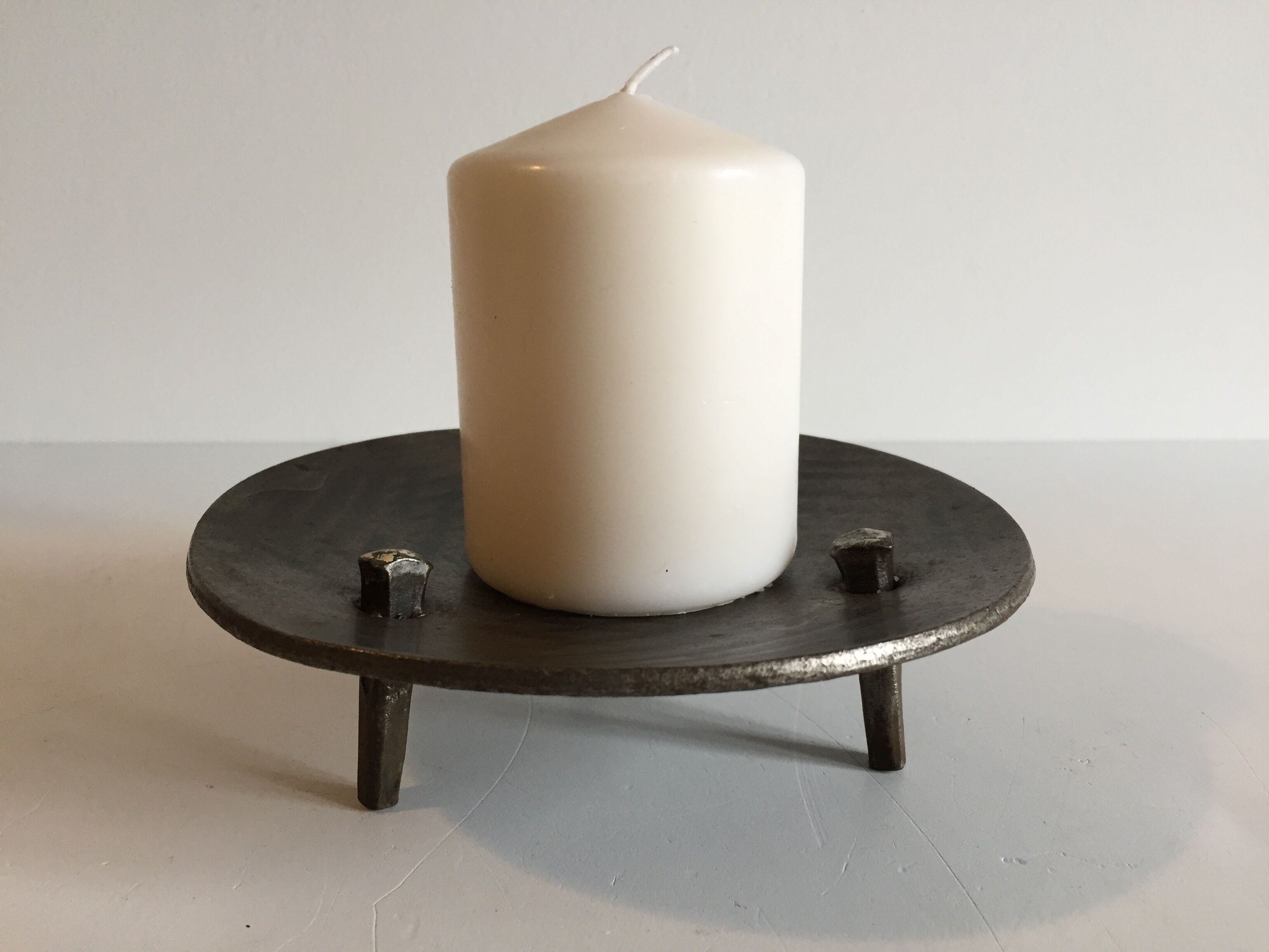 Vintage brutalist steel table bougeoir