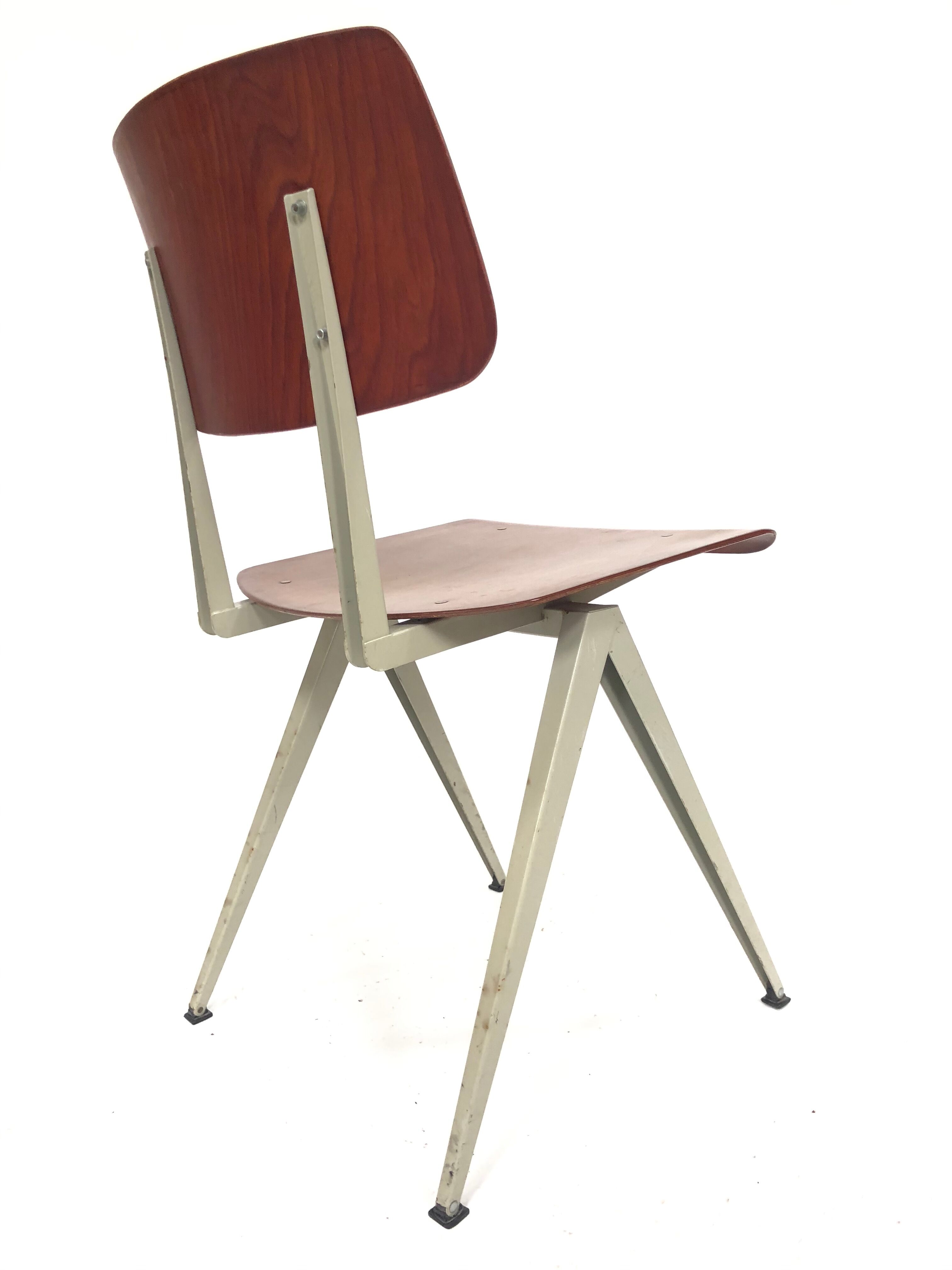 Lot of 4 vintage school chairs Galvanitas S16 Netherlands