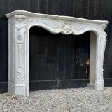 Louis XV Style Fireplace In Carrara Marble, Circa 1880