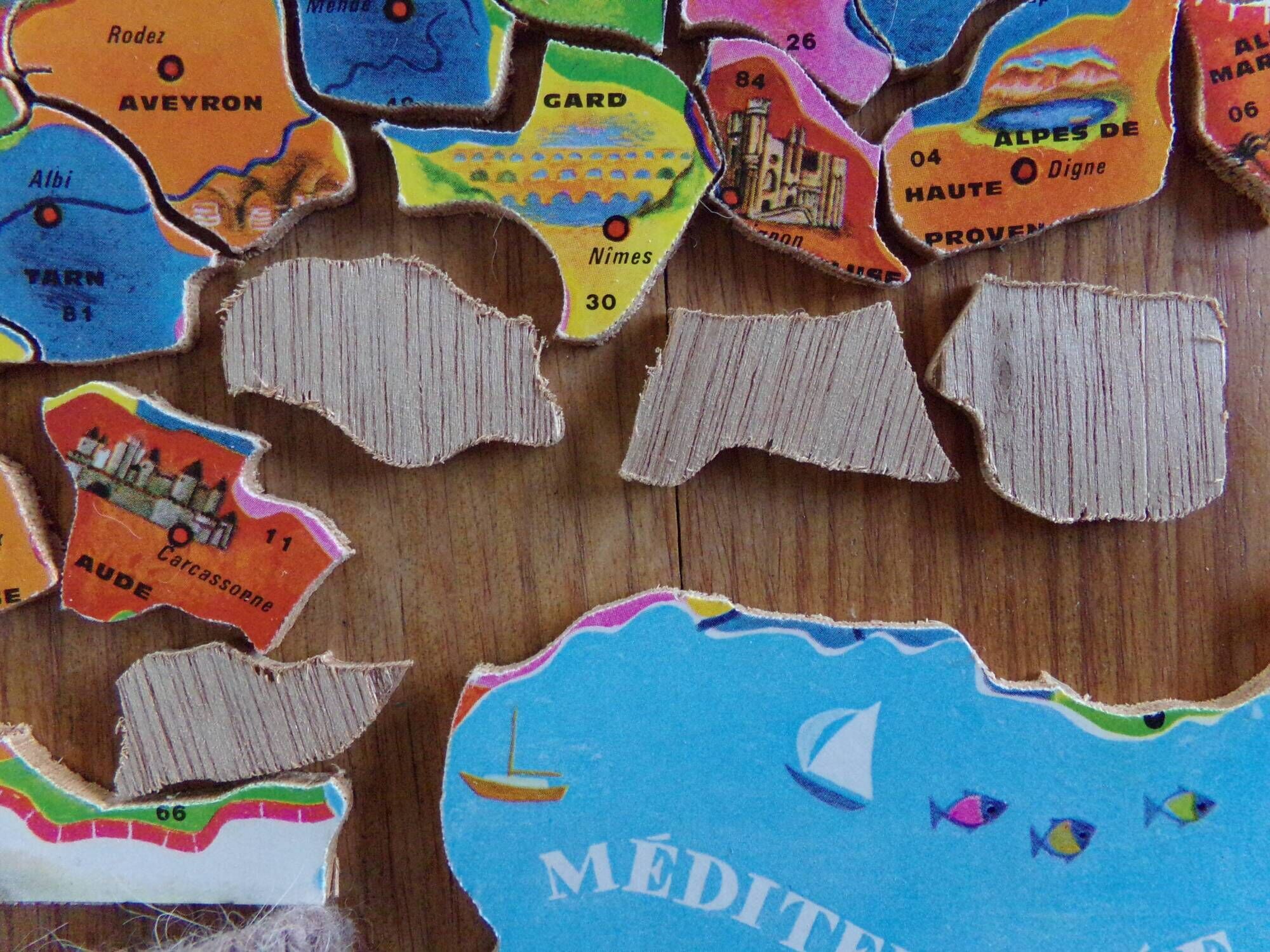 Wooden puzzle from the French departments in the 70s