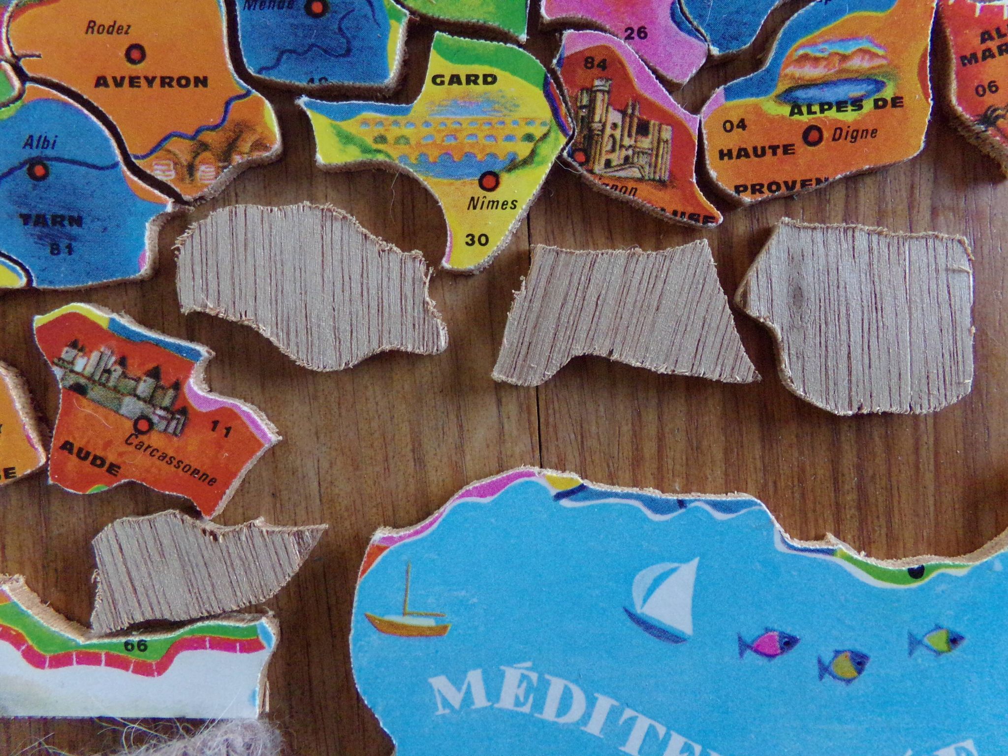 Wooden puzzle from the French departments in the 70s