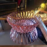 Art Deco pressed glass salad bowl in pink. 1930s–40s