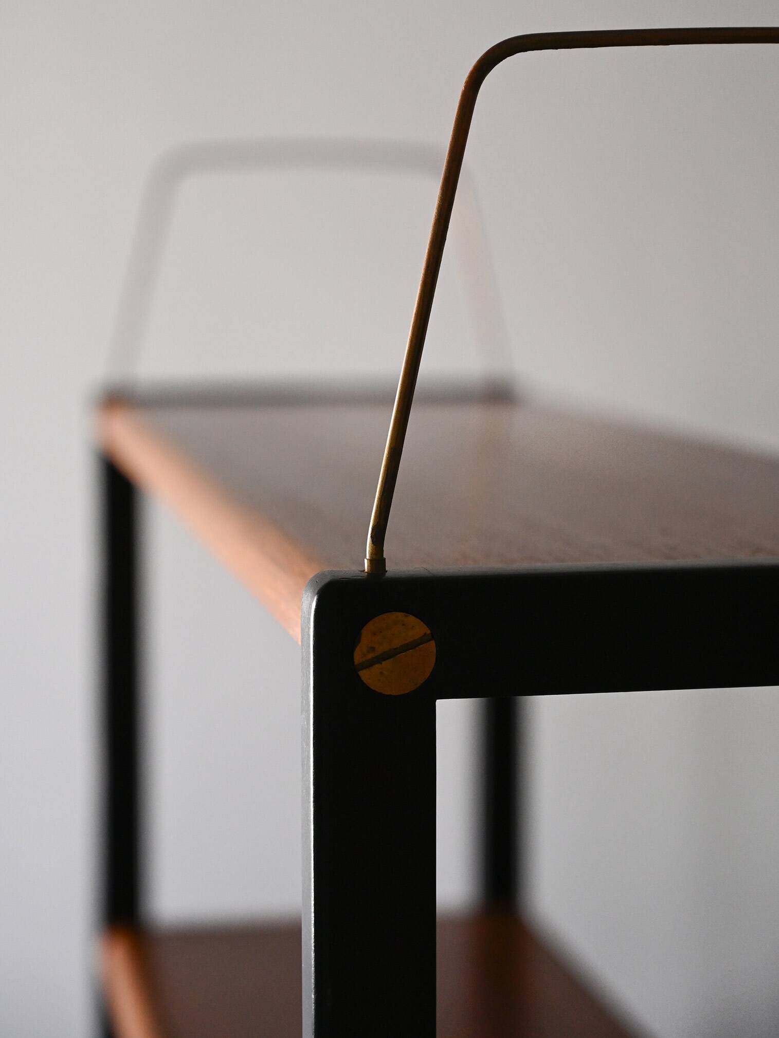 Scandinavian teak bookcase with black details