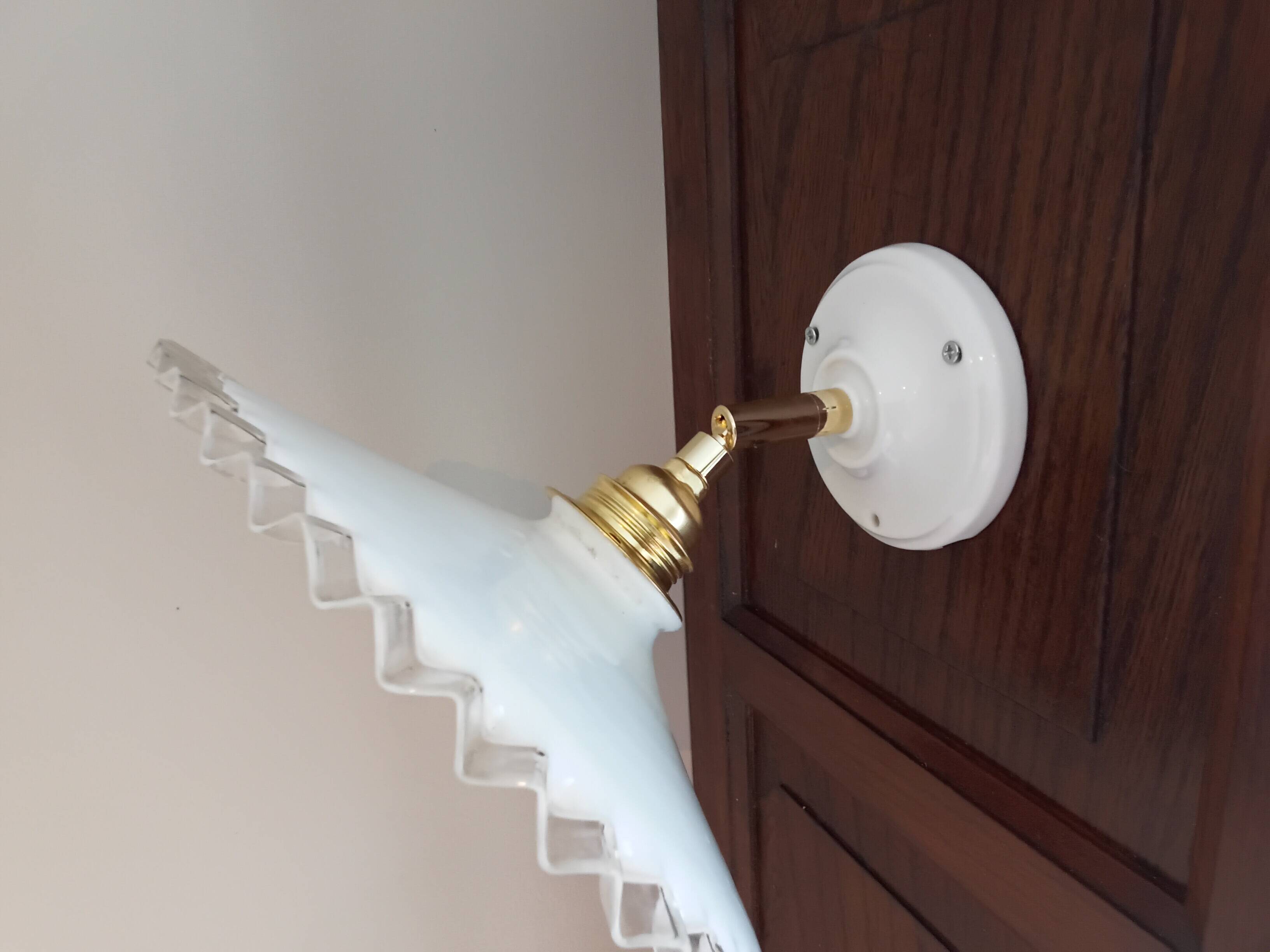 Vintage white opaline wall light