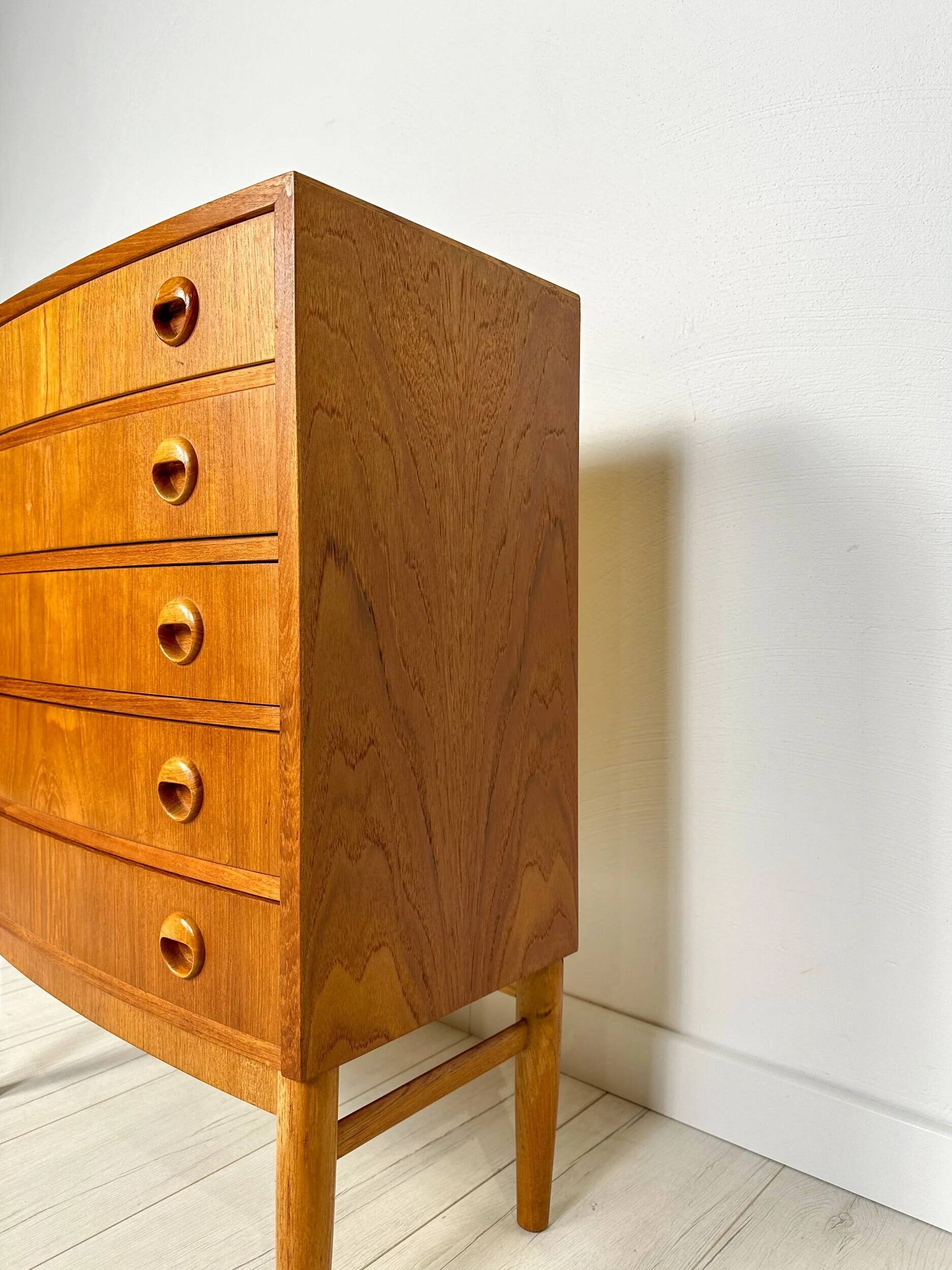 1960s Vintage Kai Kristiansen Teak Bow Front Dresser