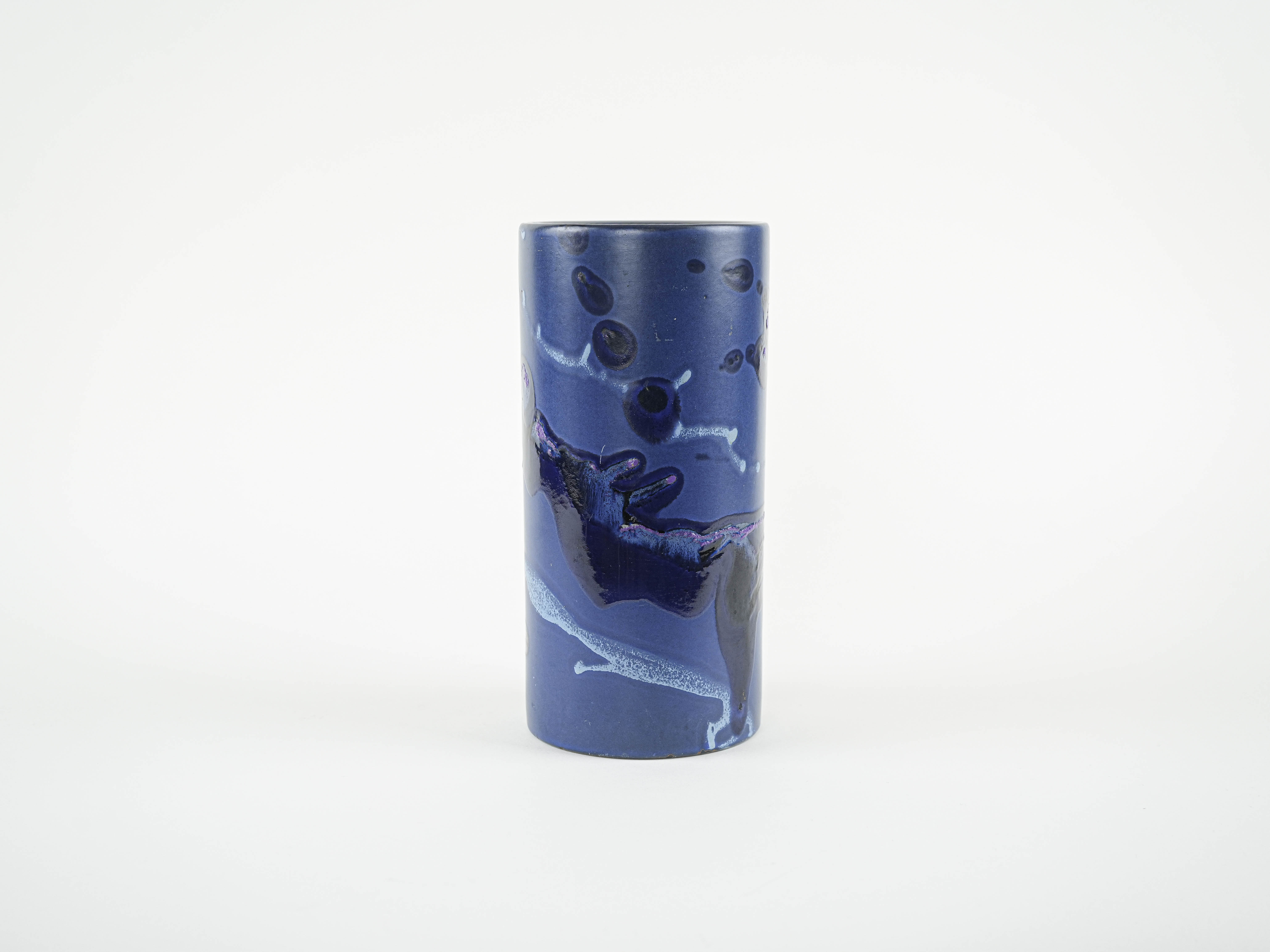 Cylindrical vase, Danish design, 1970s, manufactured by Knabstrup