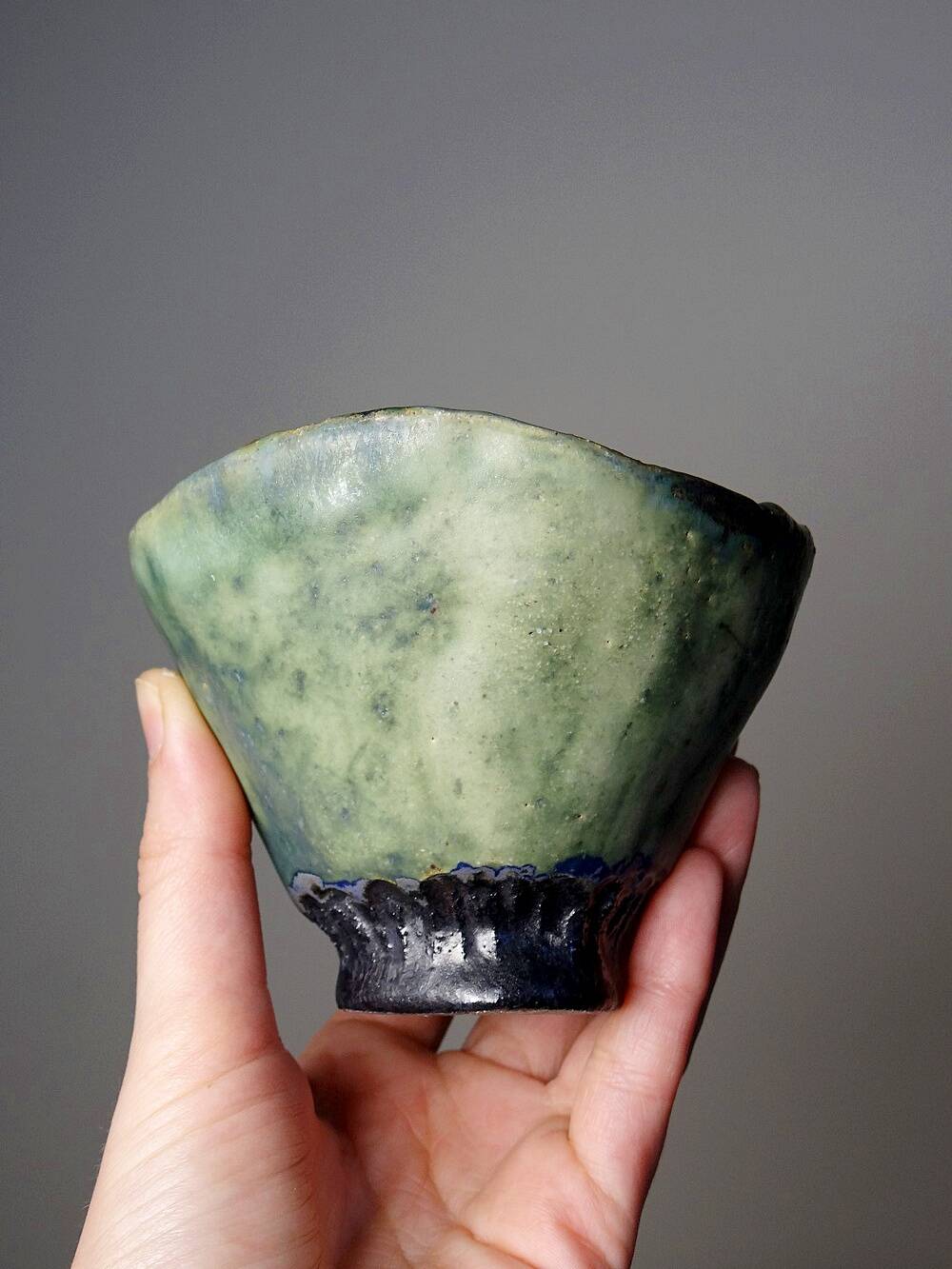 Pair of mismatched vintage "Wabi-Sabi" handcrafted ceramic/stoneware bowls