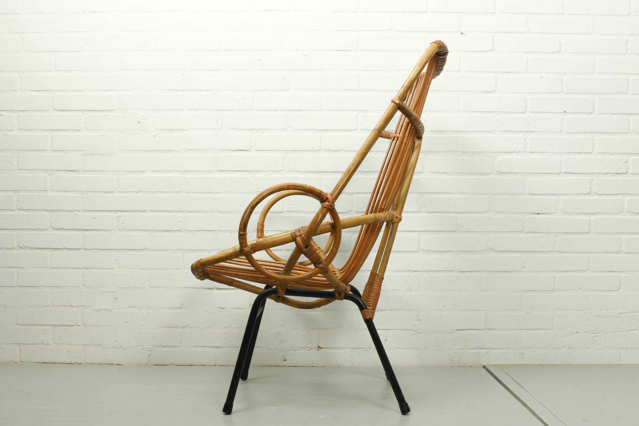 Metal and Rattan Terrace or Lounge Chair from Rohé Noordwolde, 1960s