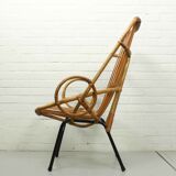Metal and Rattan Terrace or Lounge Chair from Rohé Noordwolde, 1960s