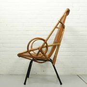 Metal and Rattan Terrace or Lounge Chair from Rohé Noordwolde, 1960s