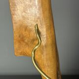 French midcentury brutalist olive wood table lamp, 1950s