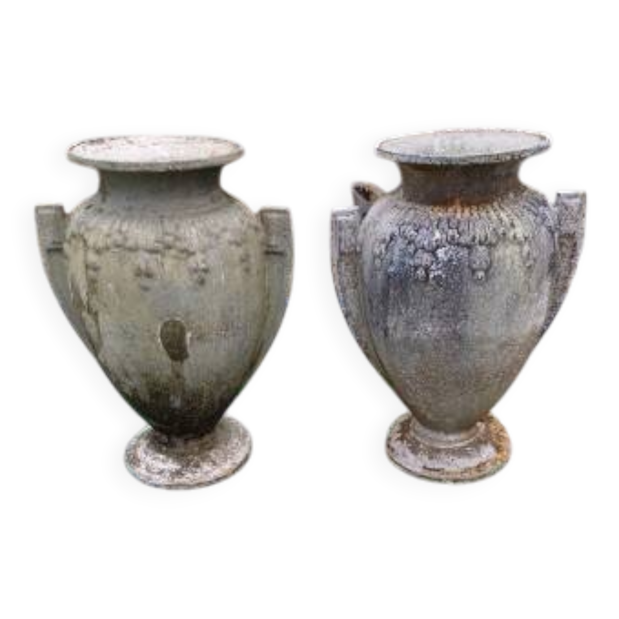 Pair of cast iron vases from 1900 from Charleville-Mézières