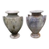 Pair of cast iron vases from 1900 from Charleville-Mézières