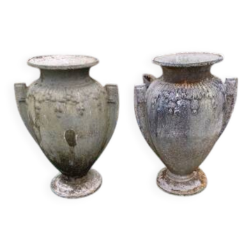 Pair of cast iron vases from 1900 from Charleville-Mézières