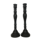 Pair black wood candle holders H52cm